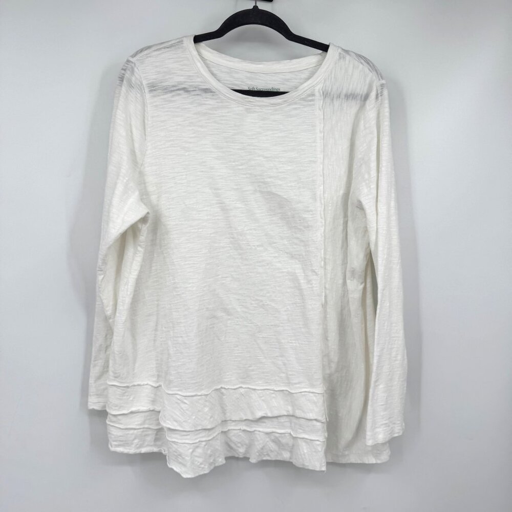 Soft surroundings white long sleeve Cotton Top Blouse woman’s plus size 1X white